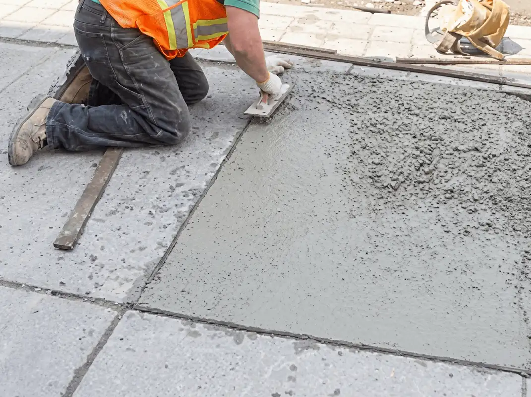 Professional repairing a concrete floor in New Orleans, LA