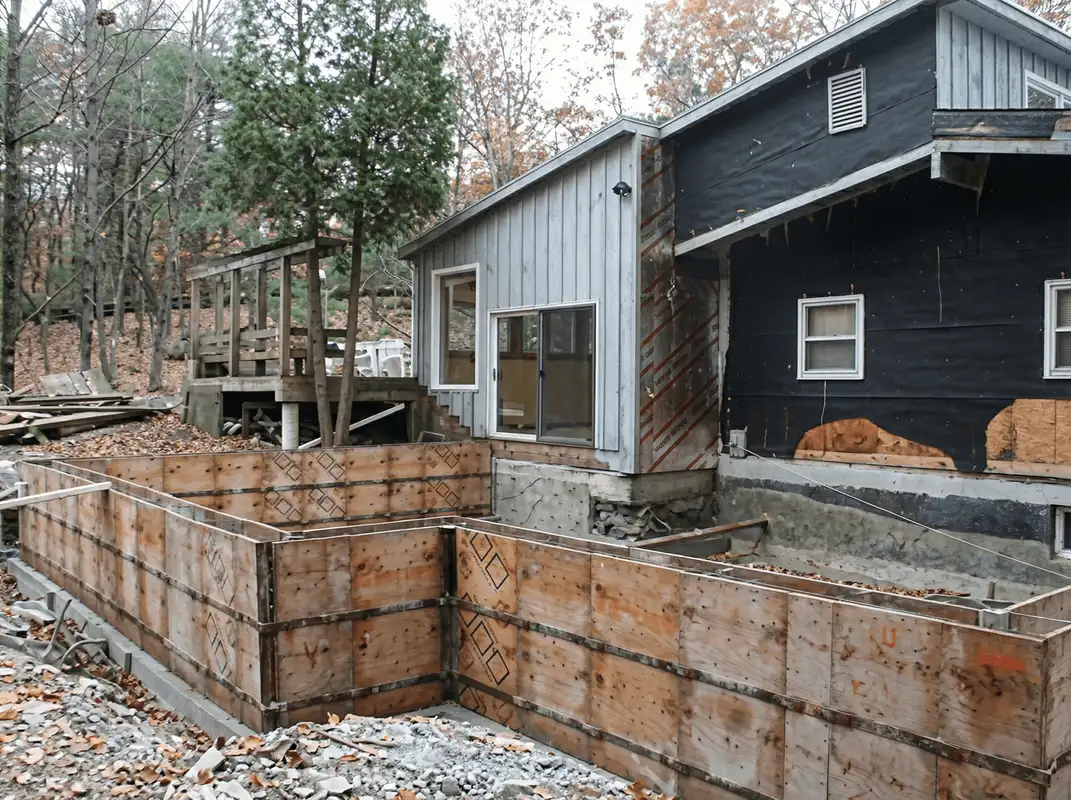 Prepared site with foundation forms for home remodeling and addition project in New Orleans, LA